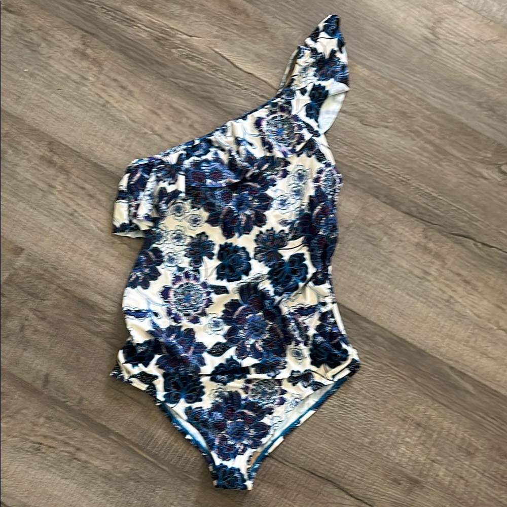 Floral One-Shoulder Women Swim One Piece